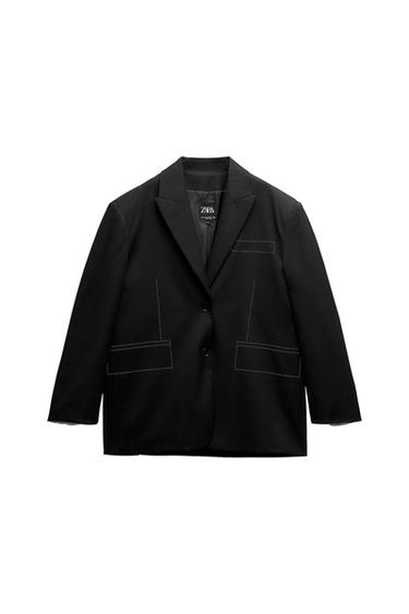 TOPSTITCHED OVERSIZED BLAZER