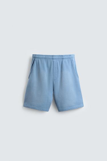 SPRAY WASHED BERMUDA SHORTS - Light blue by Zara