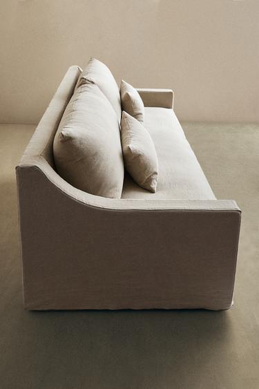 SOFA WITH REMOVABLE WASHED LINEN COVER - Light beige by Zara - Image 3
