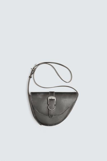 Zara BUCKLED CROSSBODY BAG - Black