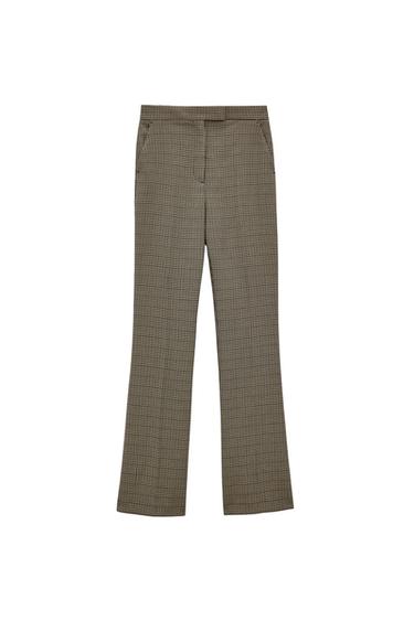 CHECKED FLARED TROUSERS
