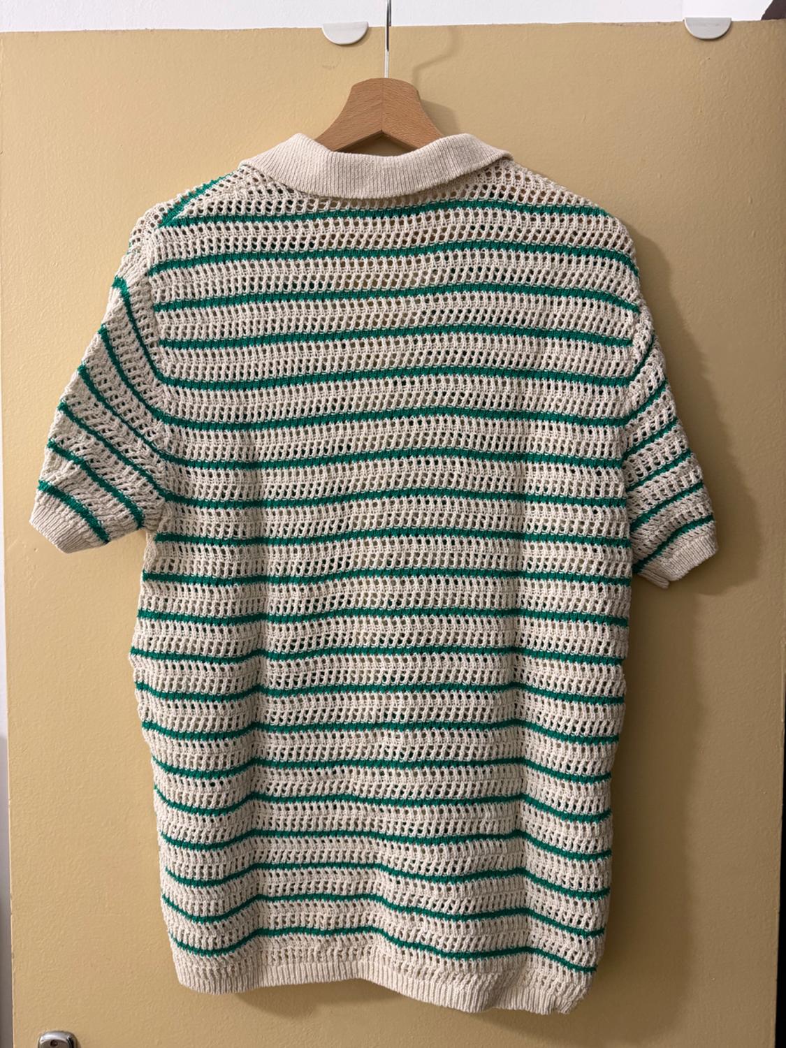 STRIPED CROCHET KNIT SHIRT - Image 2