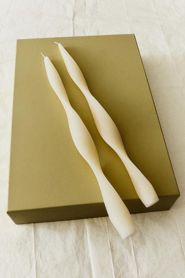 TWISTED DECORATIVE CANDLES (PACK OF 2) - White by Zara