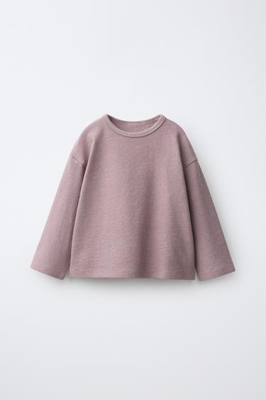 Zara PLAIN TEXTURE T-SHIRT - Pink / Lilac