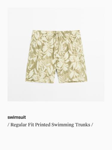 Zara Regular fit printed swimming trunks - Light green