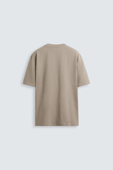 BASIC REGULAR FIT T-SHIRT - Brown / Taupe by Zara