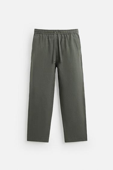 PANTALÓN 100 % LIÑO - Verde / Azul de Zara