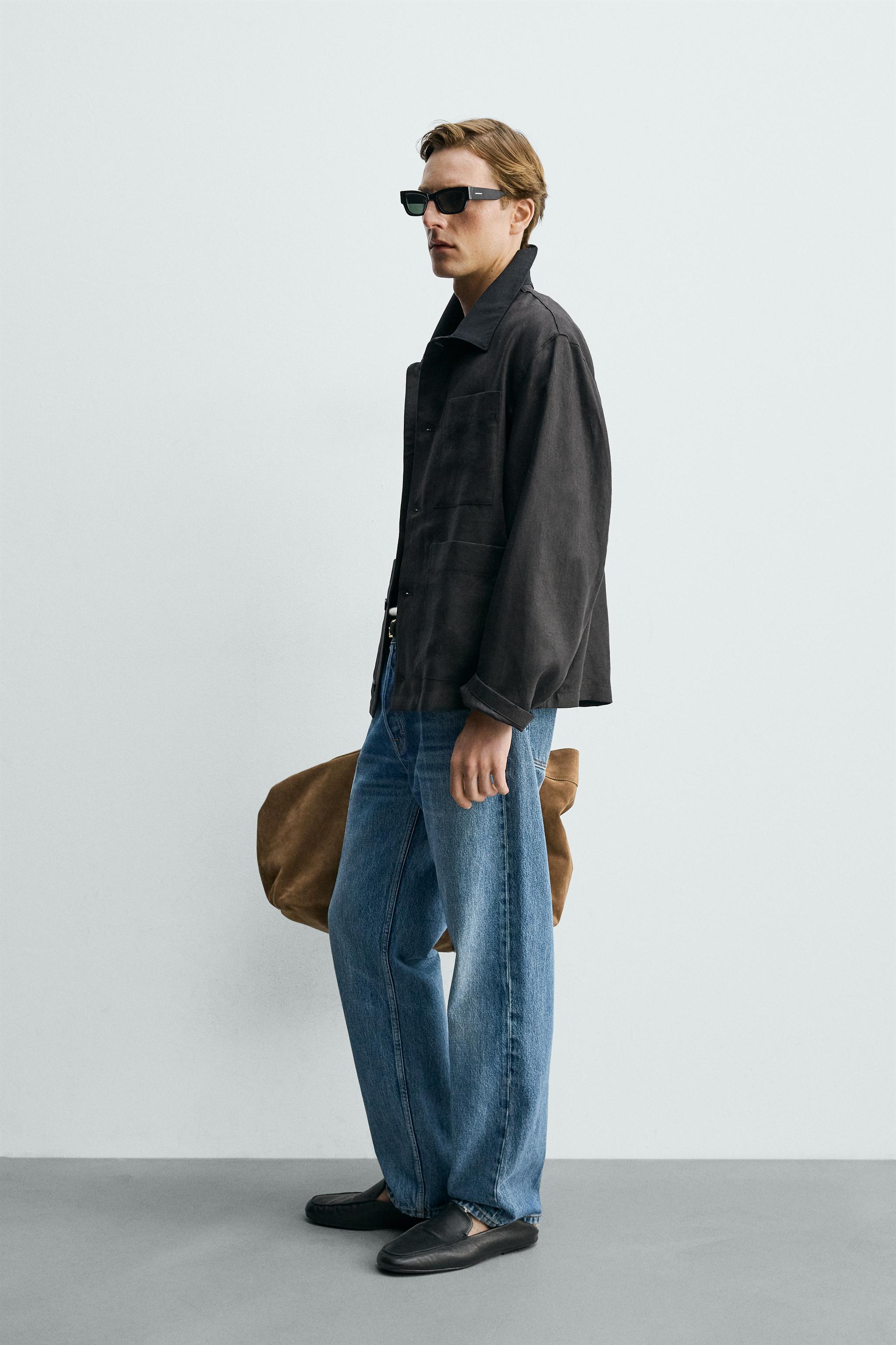 RELAXED FIT LINEN BLEND COTTON OVERSHIRT