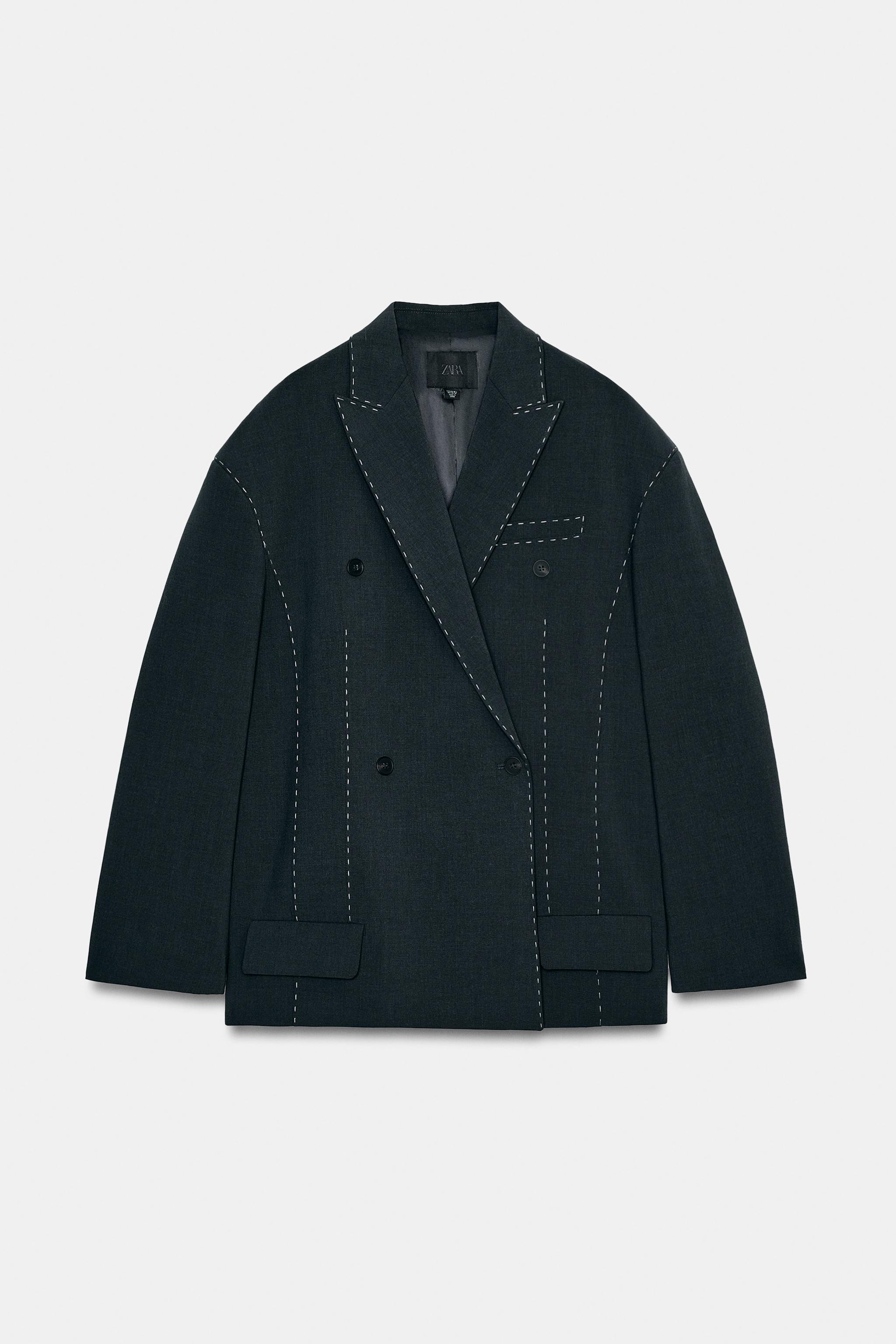 コントラストステッチオーバーサイズブレザー - カーボングレー | ZARA