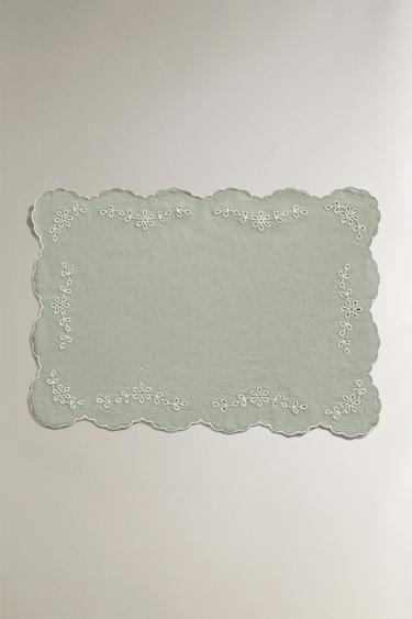 자수 펀칭 테이블 매트 - Zara의 그린 / 블루 - 이미지 0