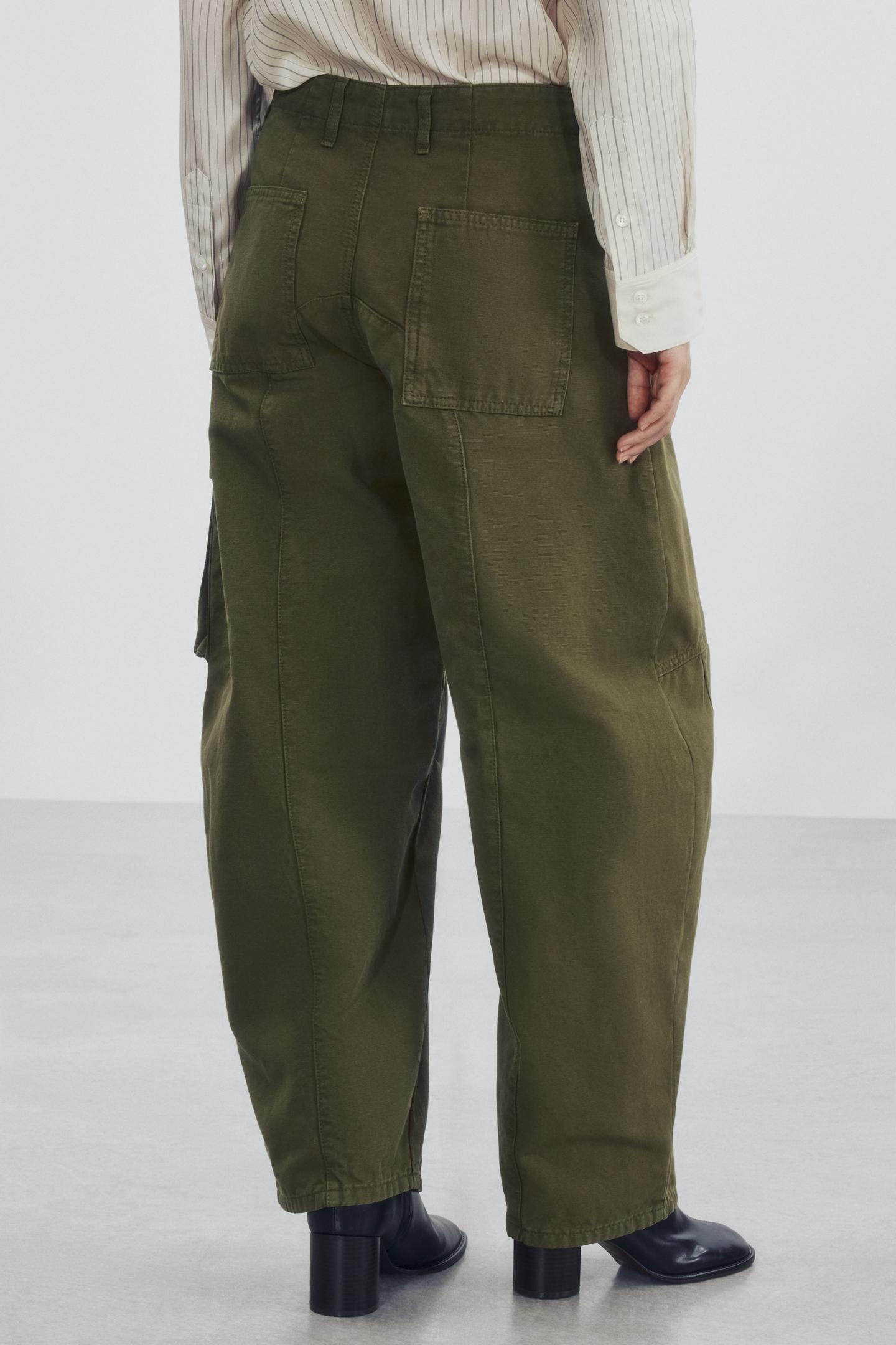 Женские брюки Zara ZW Collection Cargo, цвет: Хаки — фото 4