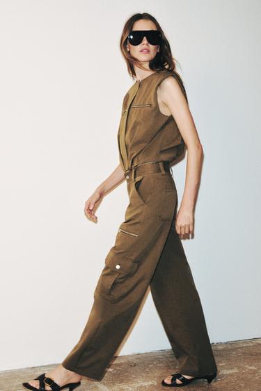 BARREL TROUSERS WITH CARGO POCKETS - Khaki by Zara - Image 3