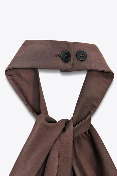 CHALECO TOP HALTER NŒUD - Marron foncé de Zara - Image 7