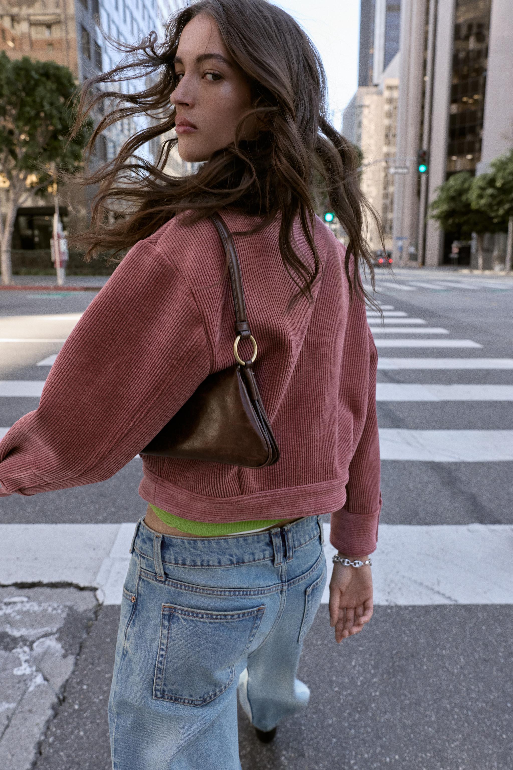 コーデュロイ フェイクレザー襟ジャケット - マルサラ | ZARA Japan / 日本