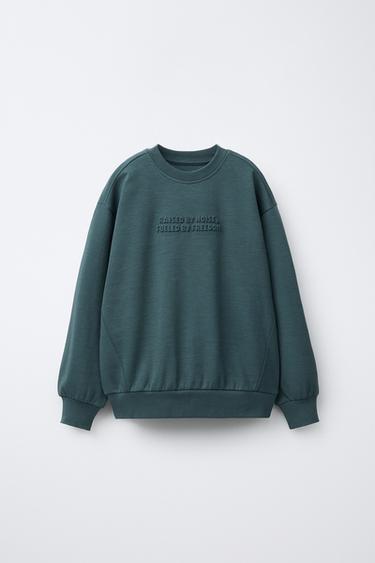 ENSEMBLE INTERLOCK SWEAT ET JOGGER INSCRIPTION EN RELIEF - Bleu de Zara - Image 1