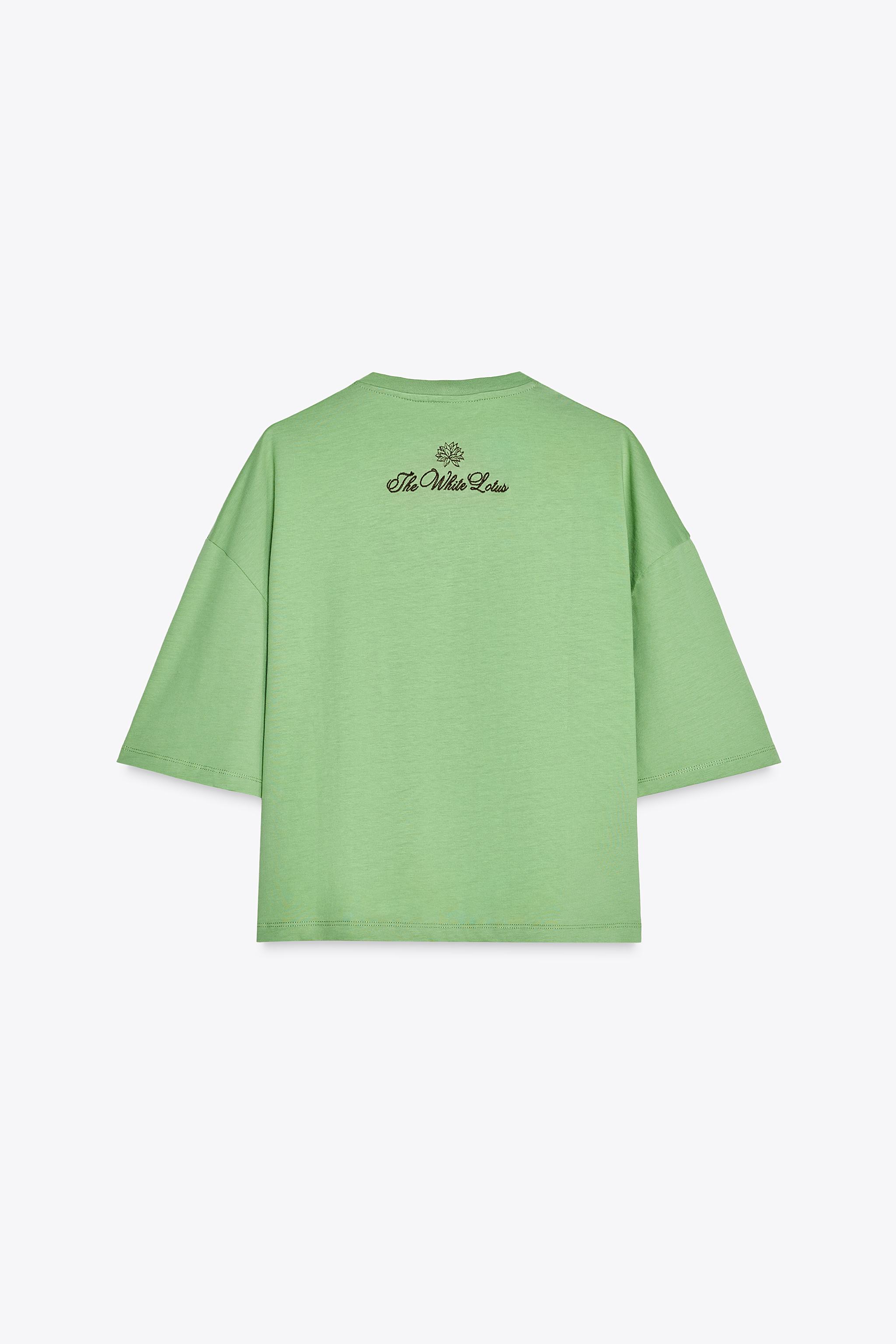 【ZARA】THE WHITE LOTUS Tシャツ 0264/185/527 THE WHITE LOTUS T-SHIRT - Mid-green | ZARA Spain
