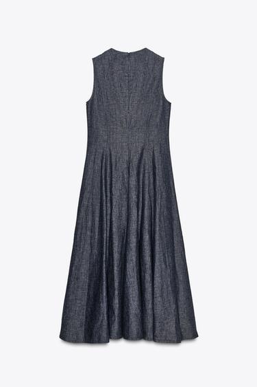ZW COLLECTION DENIM MIDI DRESS - Dark indigo by Zara - Image 7