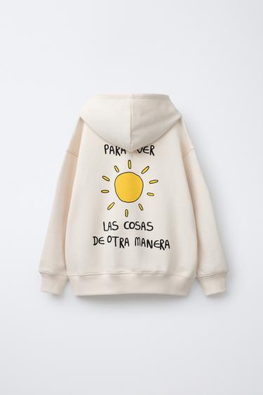ALGO DE JAIME © SUN PRINT HOODIE - Ecru / Beige by Zara