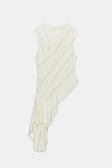 ASYMMETRIC GATHERED TOP - Oyster-white by Zara - Image 0