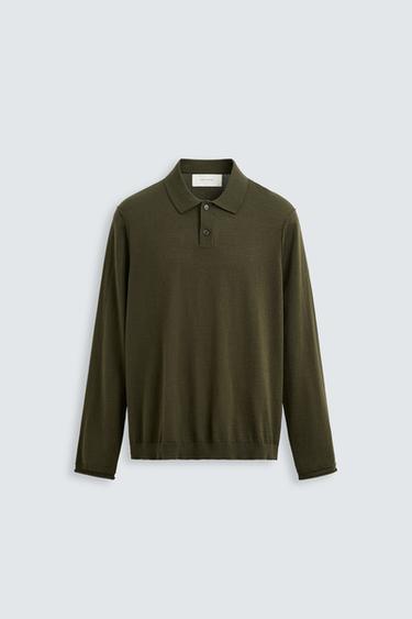 POLO PUNTO LANA - ALGODÓN - Khaki de Zara