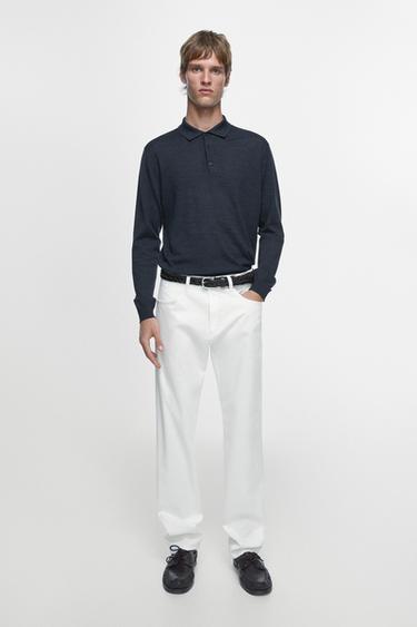 Zara Slim fit denim-effect trousers - White