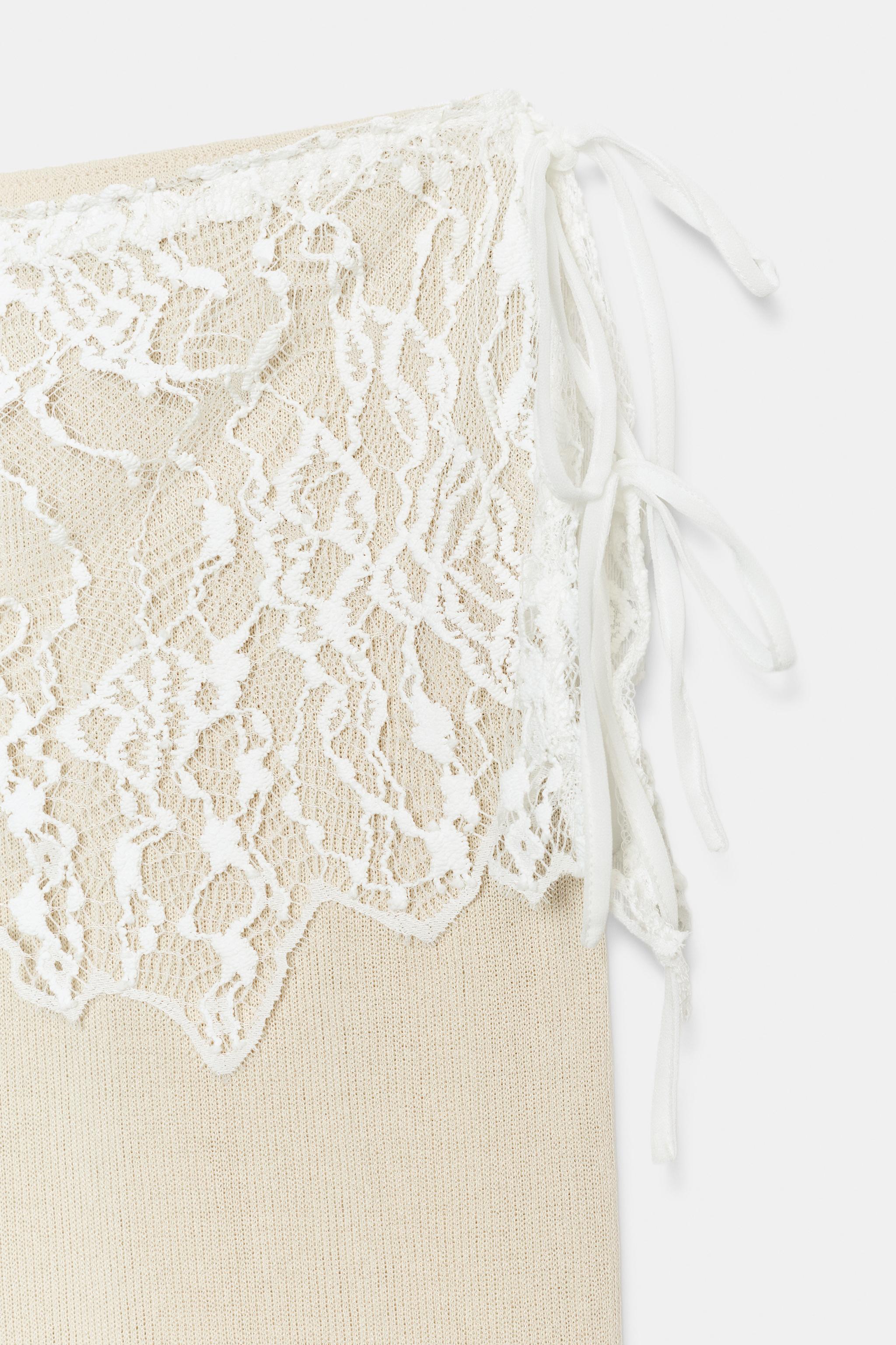 PANTALON CÔTELÉ DENTELLE