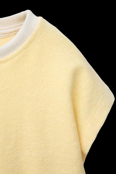 Zara TOWEL T-SHIRT AND BERMUDA SET - Light yellow