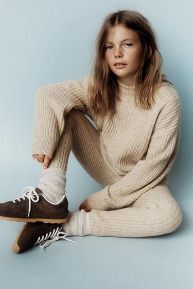 SOFT-TOUCH RIBBED LEGGINGS - camel by Zara