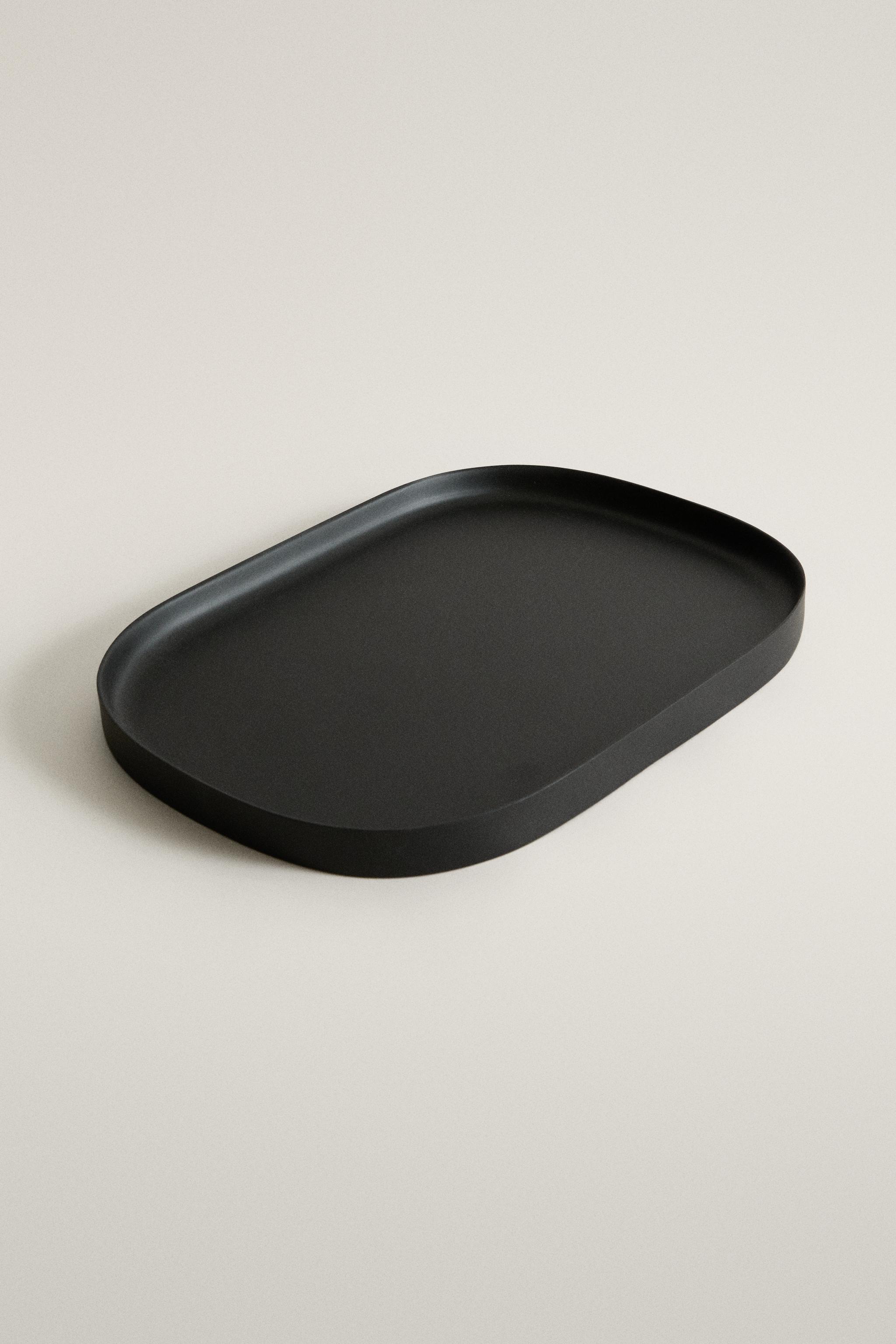 LARGE BLACK RESIN BATHROOM TRAY