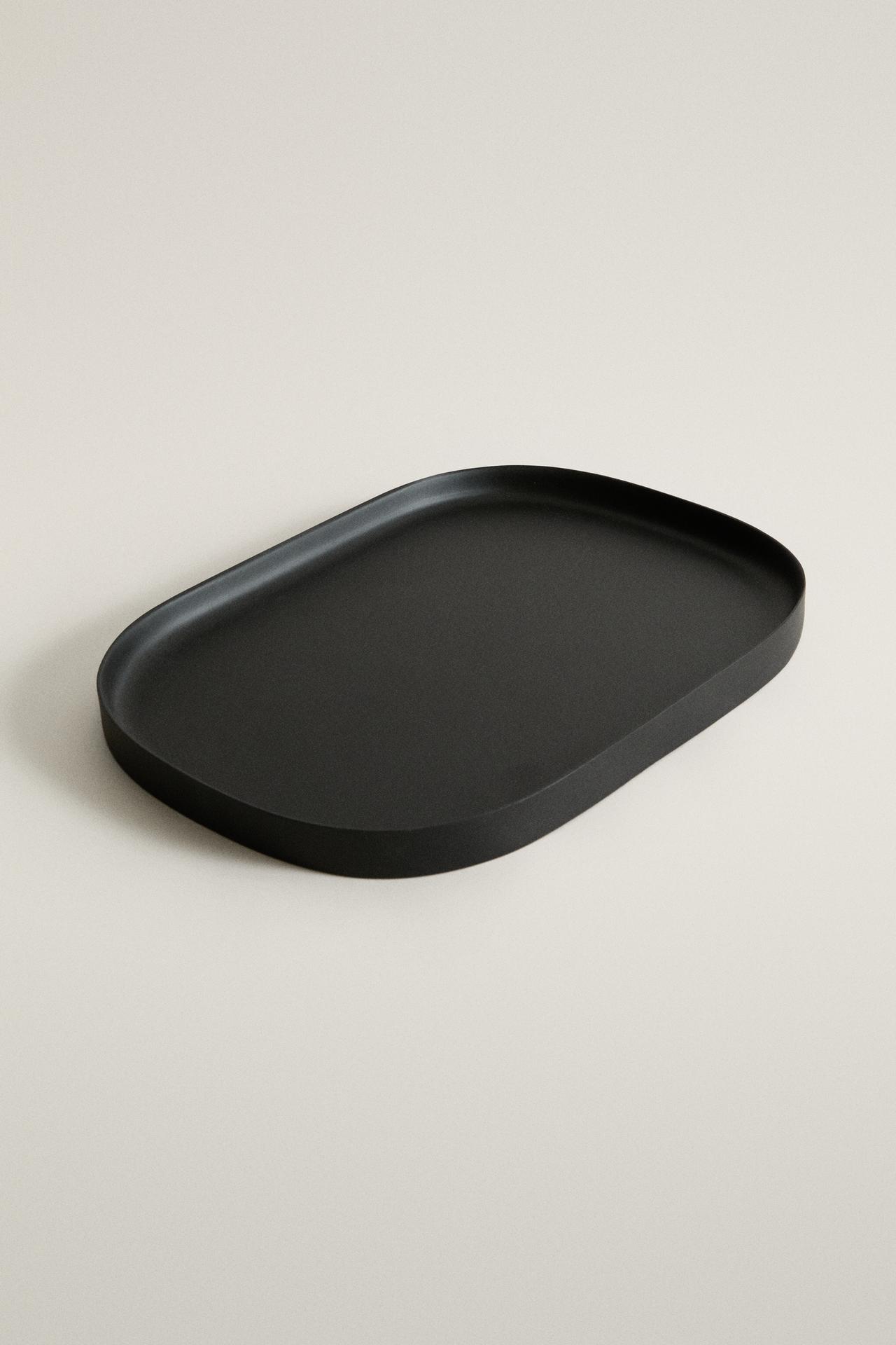 LARGE BLACK RESIN BATHROOM TRAY — Black