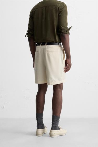 PLEATED REGULAR FIT BERMUDA SHORTS - Oyster-white by Zara - Image 2