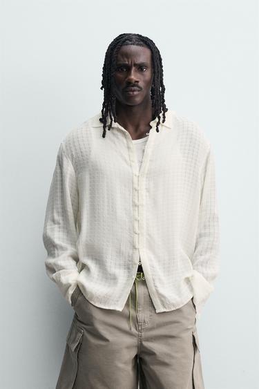 CAMISA FLUIDA JACQUARD TEXTURA - Blanco de Zara