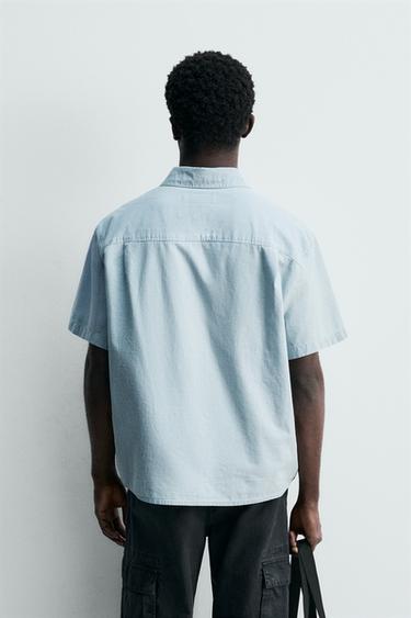 CHAMBRAY SHIRT WITH POCKETS - Light blue by Zara - Image 2