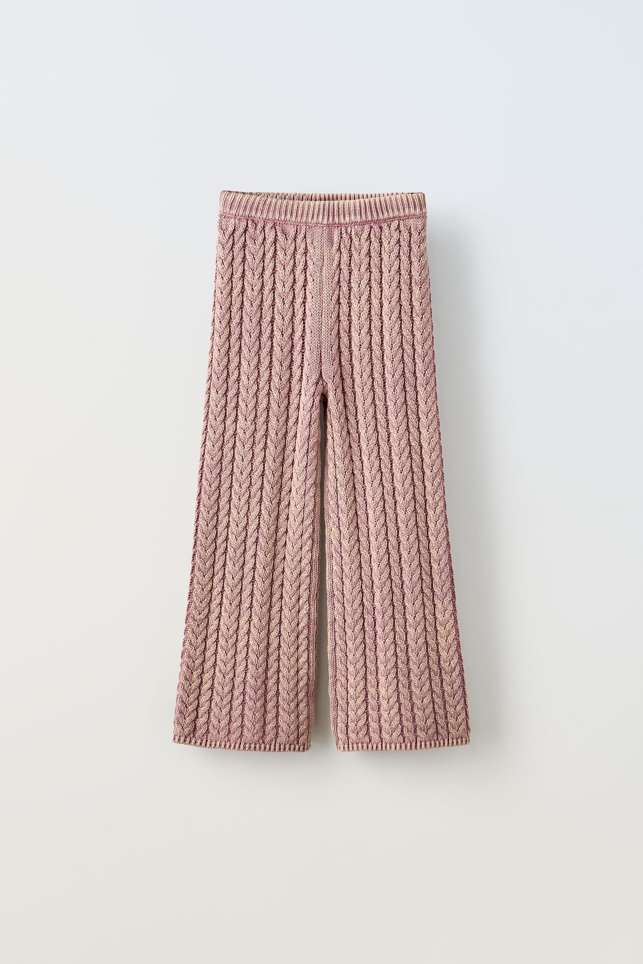 CABLE KNIT PANTS - Pink