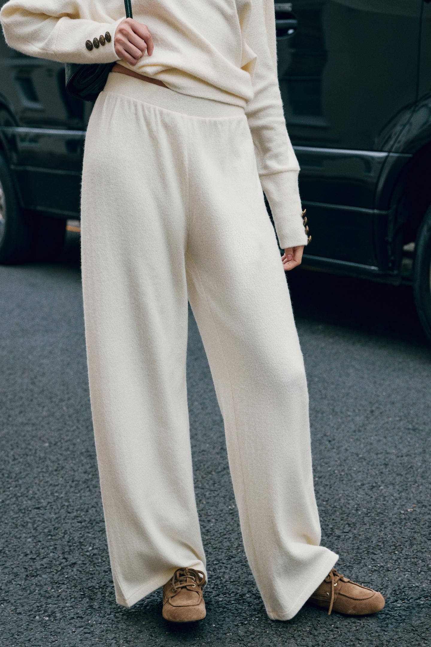 Женские брюки Zara Soft Wide-Leg, цвет: Экрю — фото 2