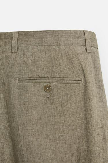 PANTALON DE COSTUME 100 % LIN ÉDITION LIMITÉE - Marron clair de Zara - Image 3