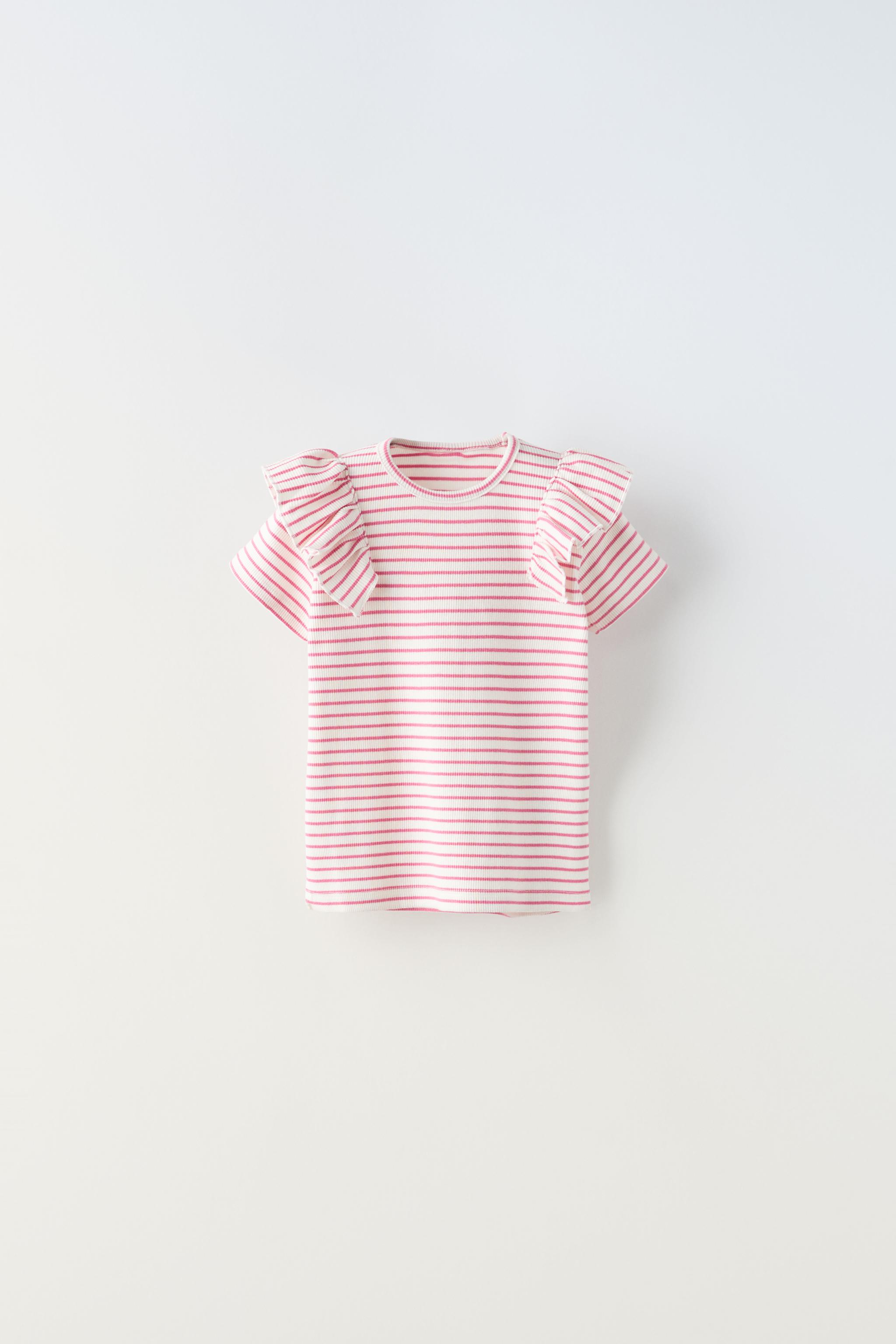 ストライプ リブ Tシャツ - ピンク | ZARA Japan / 日本