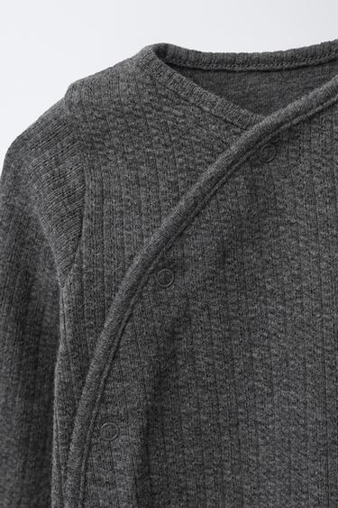 PYJAMA TEXTURÉ MÉLANGÉ À PIEDS CONVERTIBLES - Gris anthracite de Zara - Image 4