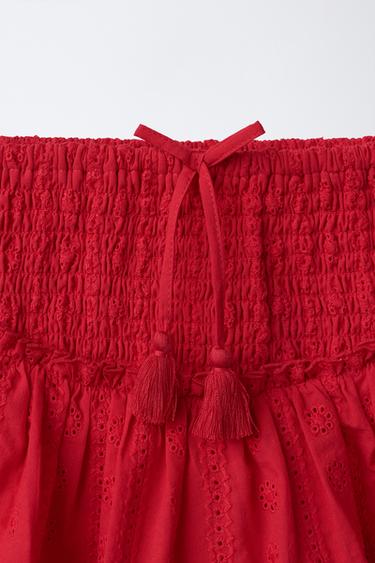 JUPE-SHORT SCHIFFLY À VOLANTS - Rouge de Zara - Image 2