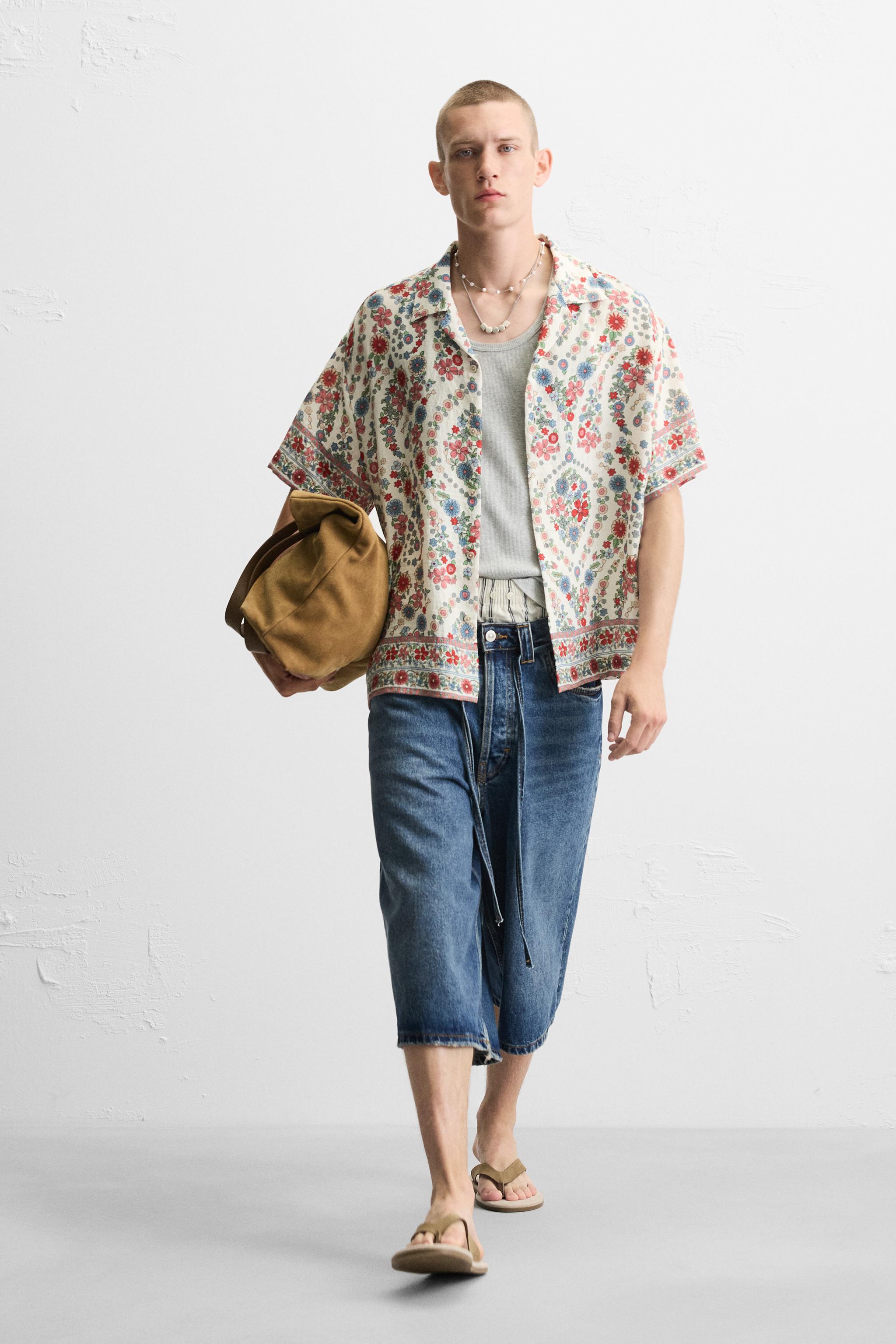 大きな取引 FLORAL PRINT States United ZARA | Red - SHIRT トップス