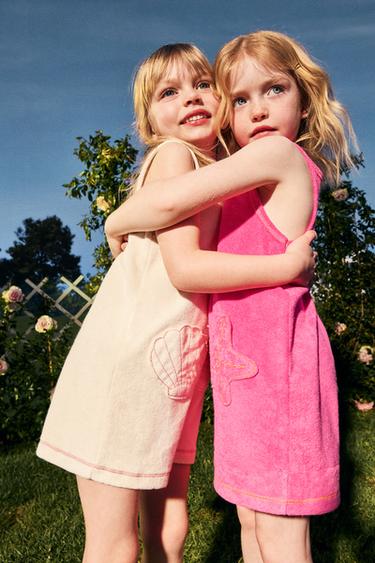 TOWELLING PLAYSUIT WITH STAR POCKETS - Fuchsia by Zara