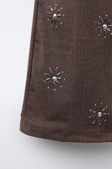 PANTALON LARGE EFFET PARÉO À BOUTONS - Marron de Zara - Image 3