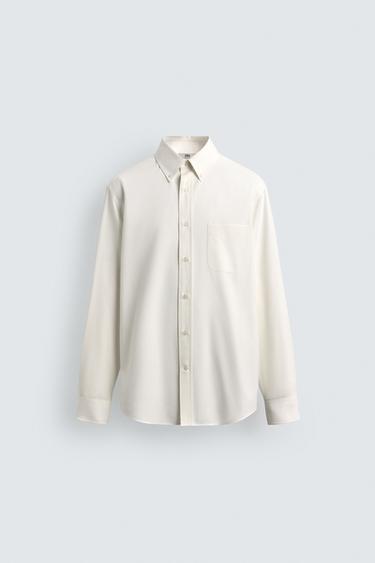 CAMISA REGULAR FIT ESTRUTURA - Branco de Zara