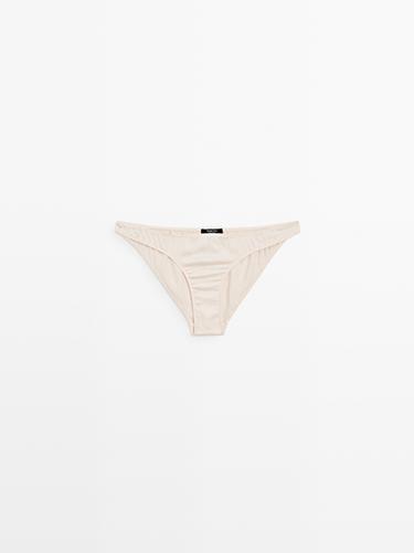 Zara Satin silk blend briefs - Ecru