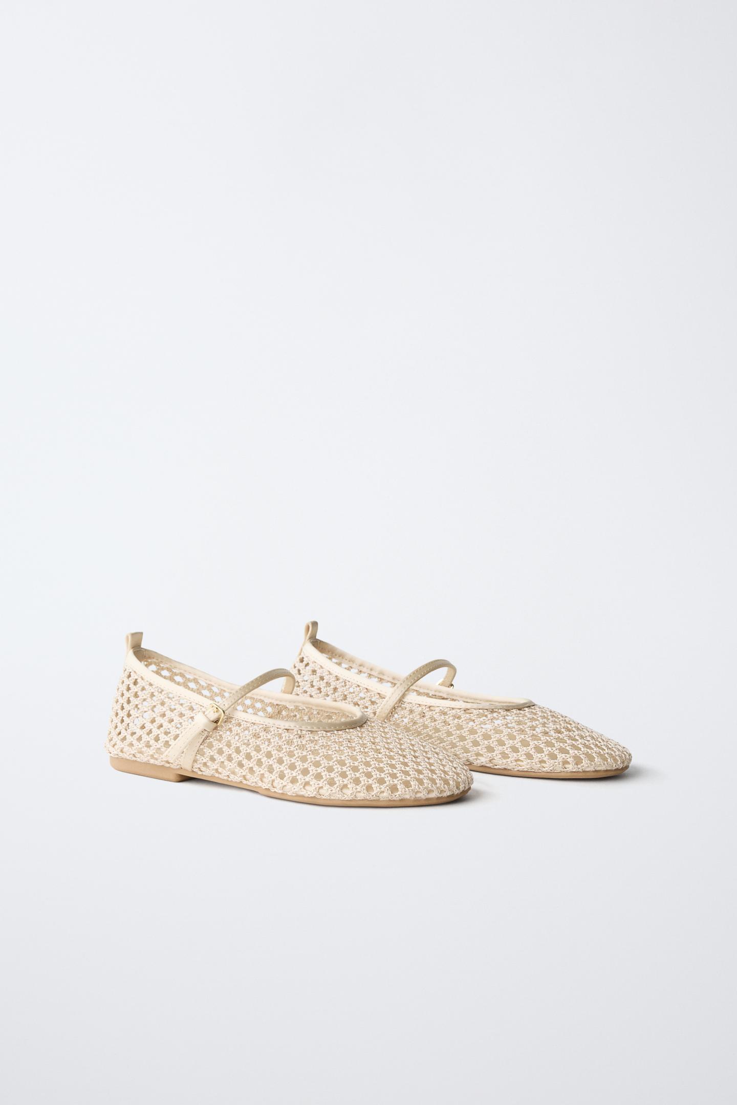 Детские балетки Zara Mesh Ballet Flats, цвет: Молочный белый — фото 2