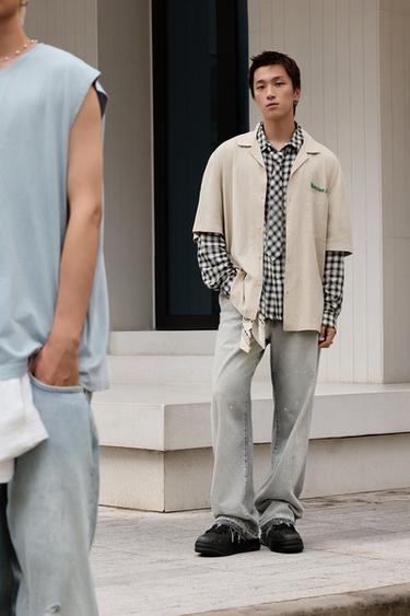 Zara 萊賽爾纖維 - 棉質印花襯衫 - 焦糖色