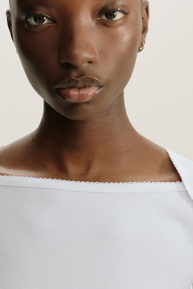 COTTON MODAL T-SHIRT - White by Zara - Image 4