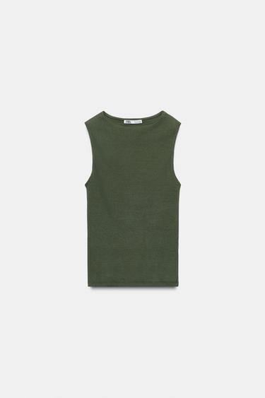 CAMISETA RIB - Khaki de Zara
