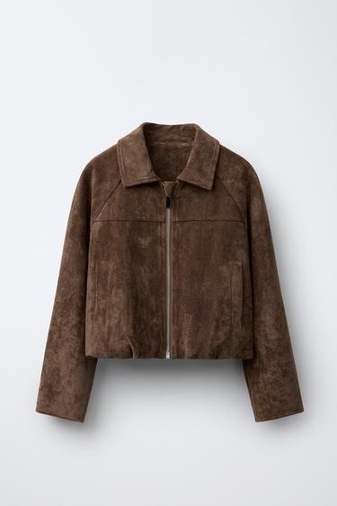 BOMBER EFECTO ANTE - Marrón de Zara