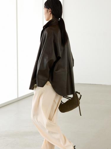 Zara Nappa leather cape with pockets - Brown